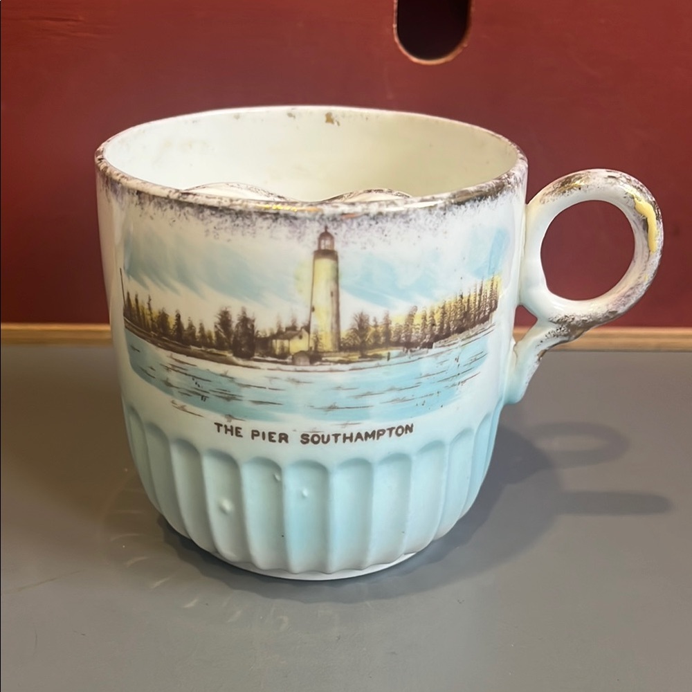Antique - Southampton Pier Scene Souvenir Moustache Mug